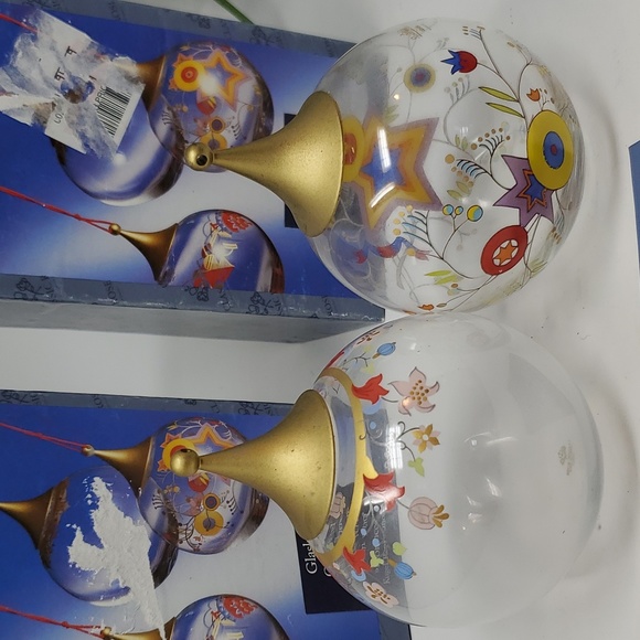 Rosenthal Germany Artistly Painted Glass Christmas Balls Floral Ornaments Lot 2 - Picture 4 of 8
